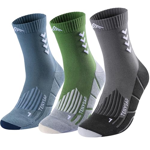 Lounwee Kompressions Laufsocken für Herren und Damen: Crew Sportsocken mit Polsterung, 3er-Pack für Arbeit, Wandern und Basketball von Lounwee