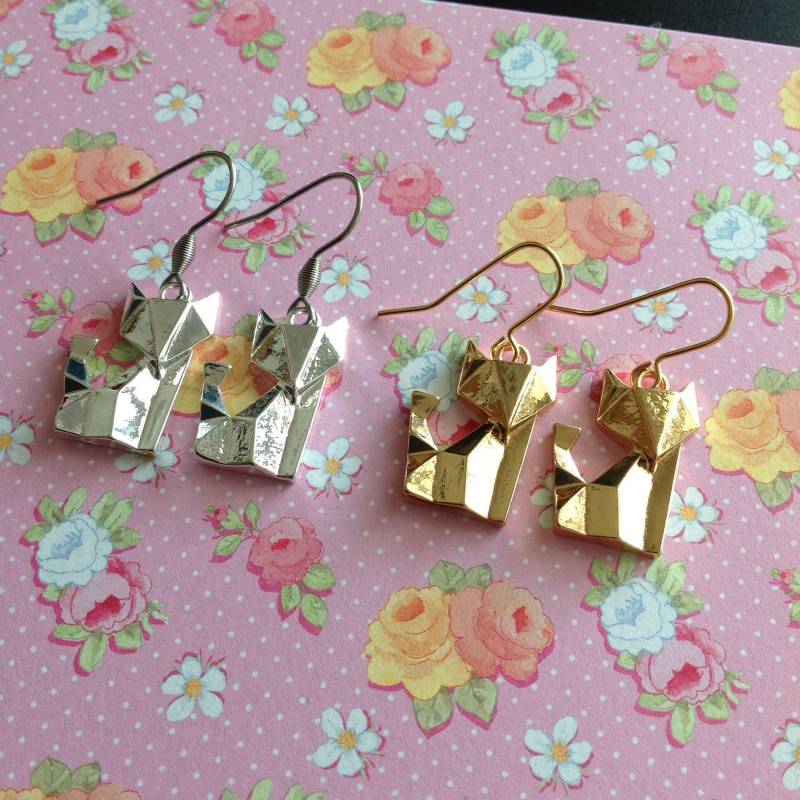 Fuchs Ohrringe Origami Tier Schmuck Silber Modern Fox Modernist von Lousimart