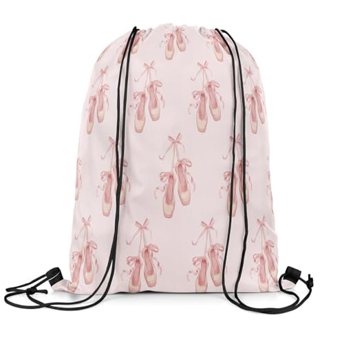 Loussiesd Ballett Turnbeutel 30x40cm für Yoga Gym Schwimmstrand Rosa Ballett Shoes Rucksack mit Kordelzug RaumYoga Gym Beutel Schule Tüteation Prinzessin Thema Sportbeutel Sporttasche Zuziehbeutel von Loussiesd