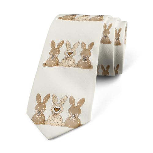 Loussiesd Cartoon Kaninchen Krawatte Ostern Blume Krawatten für Herren Kleiner Hase Herren Krawatte für Büro oder Festliche Veranstaltunge Nettes Tier Krawatte Kawaii 3D Tier Thema Schmale Krawatte von Loussiesd