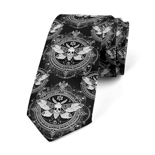 Loussiesd Death Moth Krawatte Schädel Dekor Herren Krawatte für Büro oder Festliche Veranstaltunge Boho Moth Krawatten für Herren Gothic Schmale Krawatte Skelett Knochen von Loussiesd
