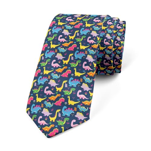 Loussiesd Dinosaur Herren Krawatte MeeresschildkröteD Dino Drucken Schmale Krawatte für Herren Jungle Dino Herren Krawatte Wild Tier Formal Partei Klassische Hochzeit Krawatte Schmale Krawatte von Loussiesd