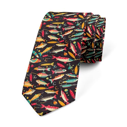 Loussiesd Fisch Herren Krawatte Ozeanfisch Krawatten für Herren für Festliche Veranstaltunge Angeln und Jagd Fisch Haken Angeln Thema Krawatte Orange Schmale Krawatte für Festliche Veranstaltunge von Loussiesd
