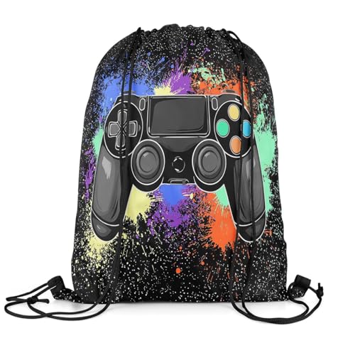 Loussiesd Gamer Turnbeutel 30x40cm 3D Videospiel Sportbeutel für Spielkonsole Sportbeutel Gaming Tie Dye Rucksack mit Kordelzug von Loussiesd