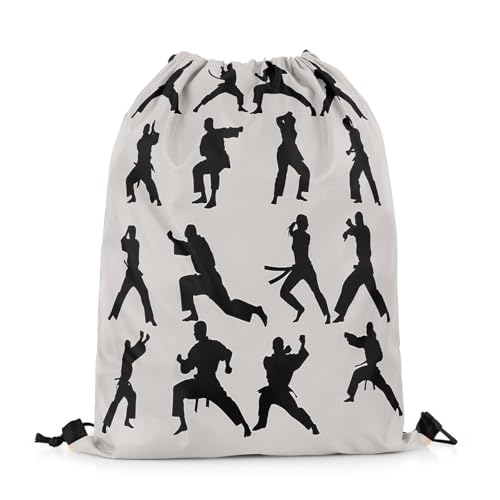 Loussiesd Kinder Taekwondo Turnbeutel 30x40cm Wasserdichter Einkaufssack Kungfu Rucksack mit Kordelzug Kampfkunst Sportbeutel Sporttasche Japanischer Stil Zuziehbeutel von Loussiesd