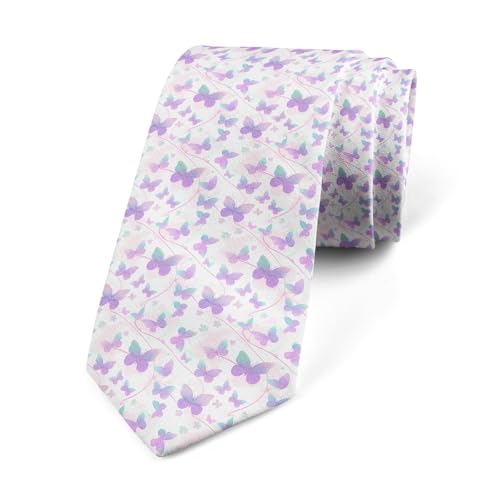 Loussiesd Schmetterling Krawatte für Festliche Veranstaltunge Schmetterlinge Drucken Herren Krawatte Schöne Schmetterling Krawatten für Herren Tier Lila Schmale Krawatte für Büro oder von Loussiesd