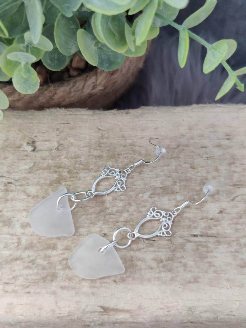 Frauen Schmuck Ohrringe Handgemacht Silber Ostsee Urlaub Strand Meer Maritim Handmade Seeglas Geschenkideen Geburtstag Jahrestag Glas von Lousun