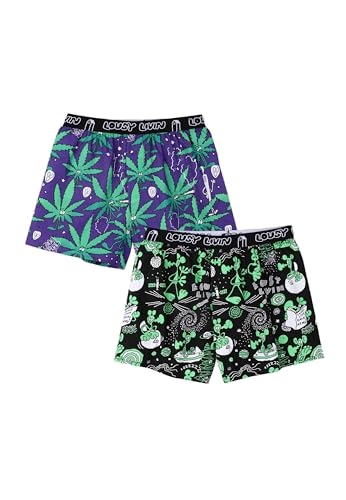 Lousy Livin 2er Pack Boxershorts Outer-Weedy (DE/NL/SE/PL, Alphanumerisch, M, Regular, Regular, Schwarz) von Lousy Livin