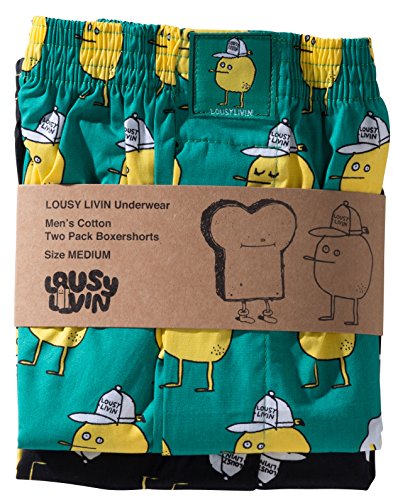 Lousy Livin Underwear Herren Boxershorts 2 Pack Zitrone Green Black Gr. L von Lousy Livin