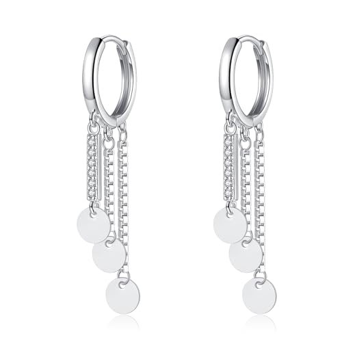 Loutade 925 Sterling Silber Ohrringe Hängend - Minimalistisch Quaste Dot Kette Creolen Mit Anhänger - Knorpel Schlafen Baumeln von Loutade