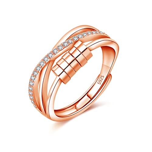 Loutade Silber Anxiety Rings, 925 Sterling Silber Damen Angst Ringe, Offen Einstellbar Anti-Stress Ring Dekompressionsringe, Unendlichkeit Spinner Fidget Ring Rosegold, Zappelringe für Anxiety Damen Loutade Silber Anxiety Rings, 925 Sterling Silber Damen Angst Ringe, Offen Einstellbar Anti-Stress Ring Dekompressionsringe, Unendlichkeit Spinner Fidget Ring Rosegold, Zappelringe für Anxiety Damen von Loutade