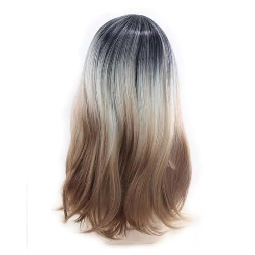 Louttary Natürliches Langes Gewelltes Synthetisches Hitzebeständiges Ombré-Silberperücken-Haar für Mädchen, Cosplay-Kostüm, Langlebig von Louttary