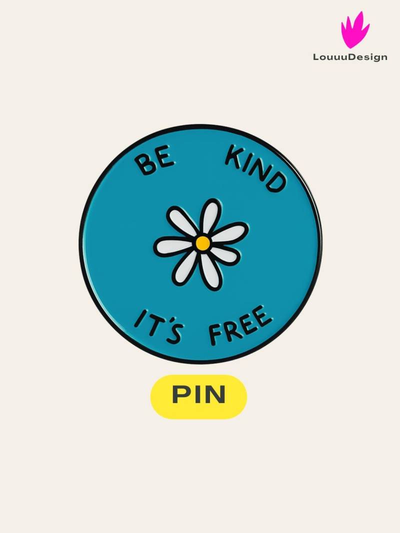 Pin Anstecknadel ‚Be Kind It's Free' Blau Brosche Pin Anstecknadel ‚Be Kind It's Free' Blau Brosche von LouuuDesign