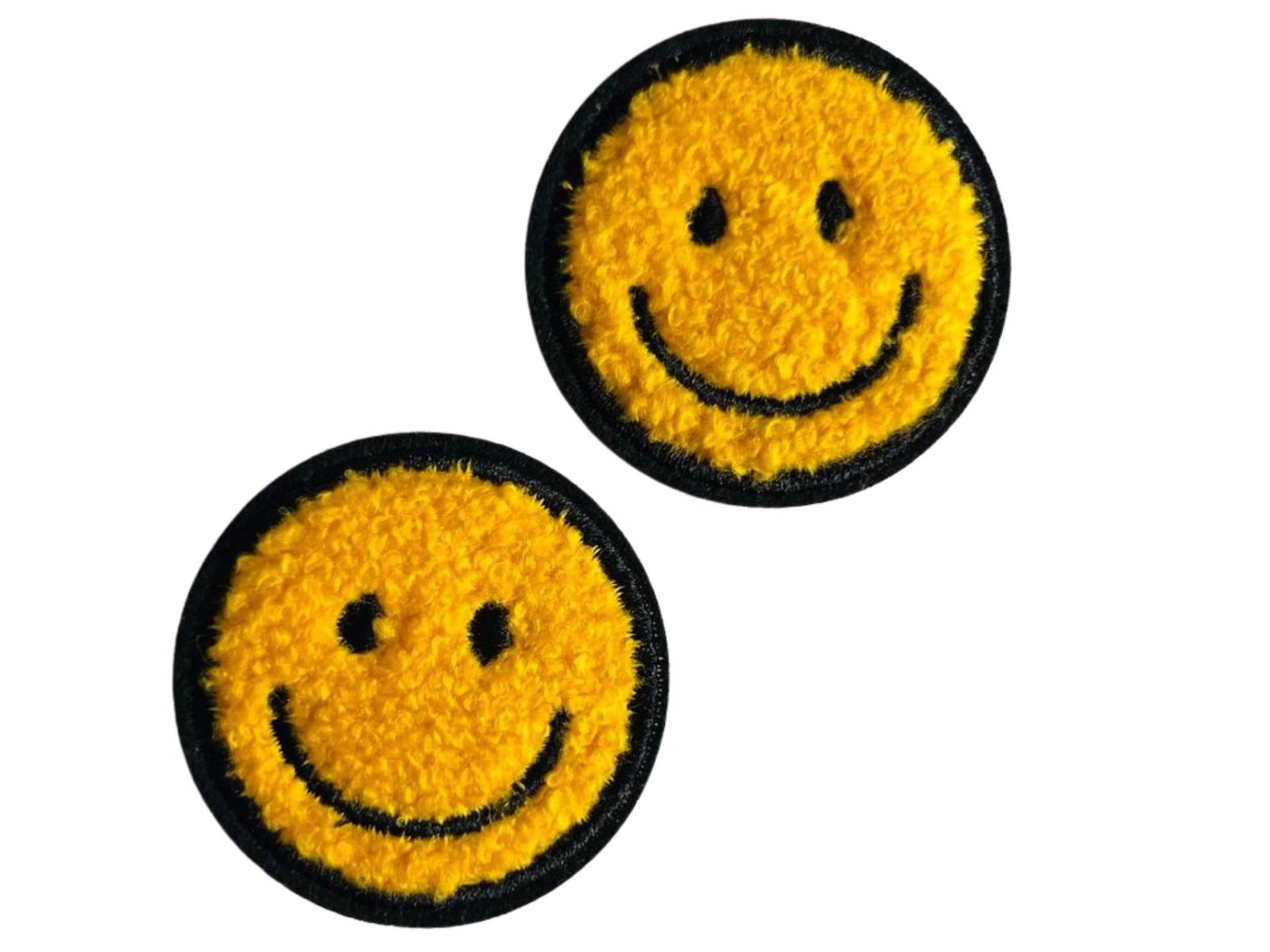 2 Patch Aufnäher Smiley Frottee, Lustiger Bügelpatch Zum Aufnähen Oder Aufbügeln, Fröhlicher Für Jacke Tasche Diy von LouuuDesignDE