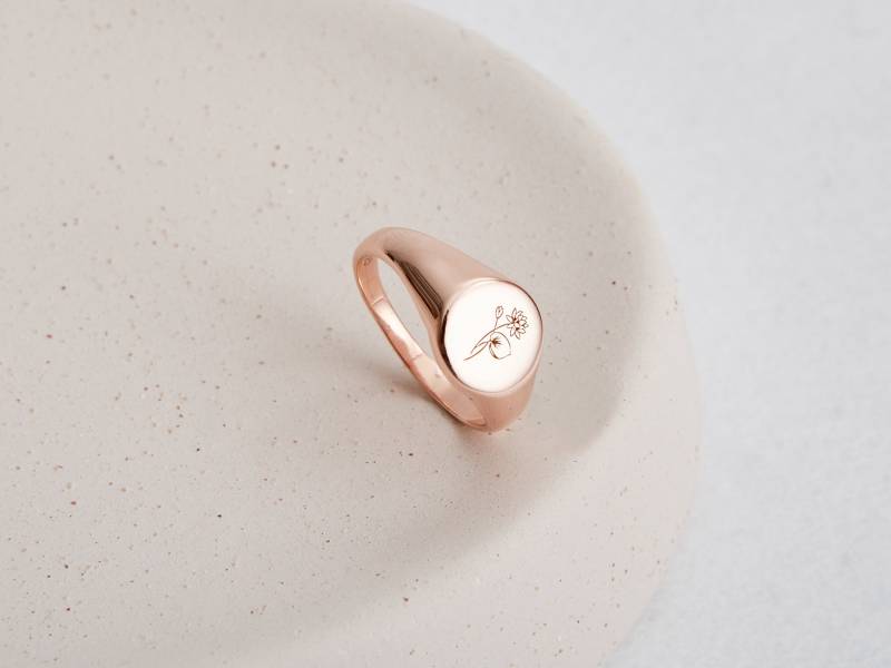 Blumen Ring Siegelring Für Frauen Personalisierter Schmuck Handgemachter Geburtstagsgeschenk Sie von LouweJewelry
