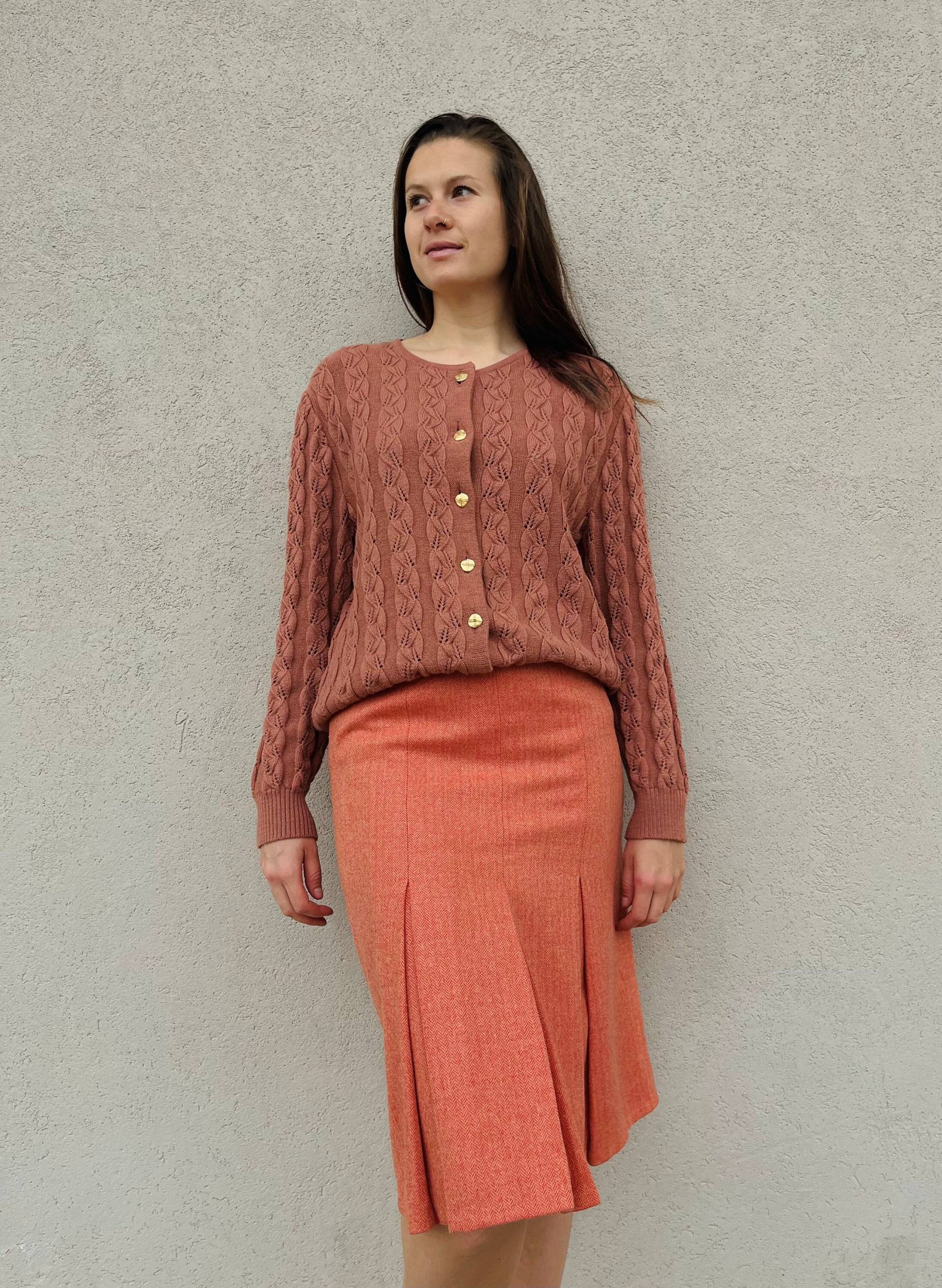 Herringbone Orange Rock/Vintage 80Er Jahre Talbots Falten Midi Herringbone Orange Rock/Vintage 80Er Jahre Talbots Falten Midi von LovaVintageIL