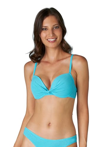 Lovable Damen Plain Lurex Push-up-BH mit Bügel Bikini, hellblau, 34 / C von Lovable
