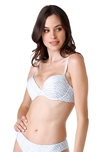 Lovable Damen Printed Knitted Micro Push-up-BH Zweiteiliger Bikini, Blauer Tieraufdruck, 34 / B von Lovable