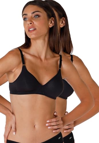 Lovable BH Bügellose Cotton Line Damen x2 , Schwarz , 75B von Lovable