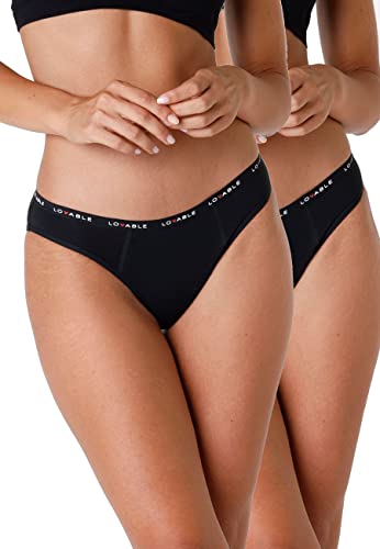 Lovable Slip Periodenunterwäsche mit Stark Fluss Period Panties Bi-pack Damen x2 , Schwarz , XS von Lovable