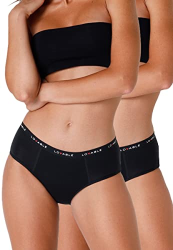 Lovable Slip Periodenunterwäsche Panty mit Stark Fluss Period Panties Bi-pack Damen x2 , Schwarz , M von Lovable