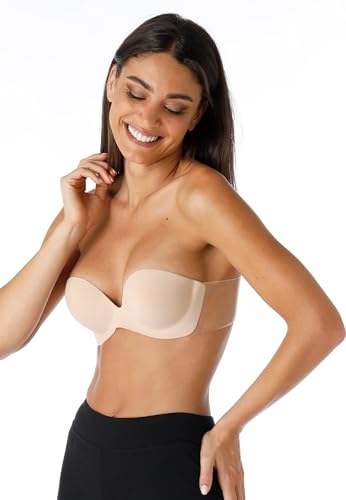 Lovable Reggiseno Fascia Autoreggente, Push-up, Coppe Adesive e Lati Trasparenti, Sostegno Invisibile, Senza Spalline, Invisible Secret Donna von Lovable