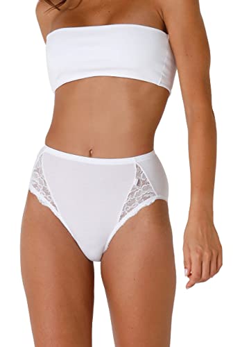 Lovable Slip Midi in Stretch-Baumwolle mit Spitze Lovely Charm Damen , Weiß , 3/M von Lovable