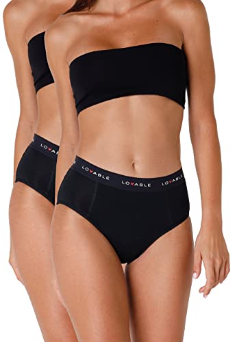 Lovable Slip Periodenunterwäsche mit hoher Taille und mit Stark Fluss Period Panties Bi-pack Damen x2 , Schwarz , XL von Lovable