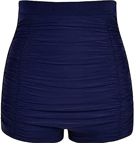 Lovache Damen-Badeshorts mit hoher Taille, gerüscht, Boyleg, Bauchkontrolle, Bikinihose, marineblau, XL von Lovache