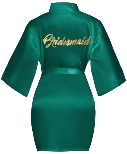 Lovasy Bride Bademantel Damen Kurz Sexy Kimono Leicht Satin Morgenmantel für Teams Braut Hochzeit、Poolparty und Pyjamaparty,Dunkelgrün L Lovasy Bride Bademantel Damen Kurz Sexy Kimono Leicht Satin Morgenmantel für Teams Braut Hochzeit、Poolparty und Pyjamaparty,Dunkelgrün L von Lovasy