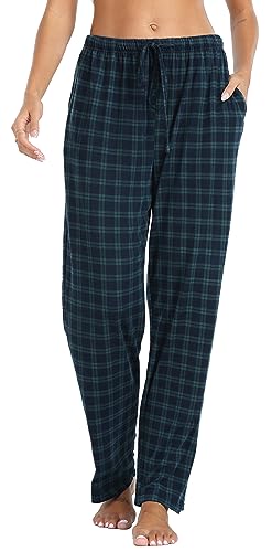 Lovasy Karierte Schlafhose Damen Lang Lose Schlafanzughose Damen Pyjamahose mit Taschen und Kordelzug,Grün,S Lovasy Karierte Schlafhose Damen Lang Lose Schlafanzughose Damen Pyjamahose mit Taschen und Kordelzug,Grün,S von Lovasy