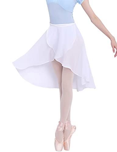 Lovdaswi Ballett-Wickelrock für Damen, unregelmäßig, mittellang, durchscheinend - Weiß - Einheitsgröße von Lovdaswi