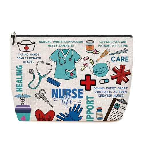 Lovdazzles Krankenschwester-Geschenke, Krankenschwester-Zubehör für die Arbeit, Pflegeutensilien, RN PICU PEDS NICU Krankenschwester Make-up-Tasche für Frauen, Mehrfarbig 1106 von Lovdazzles