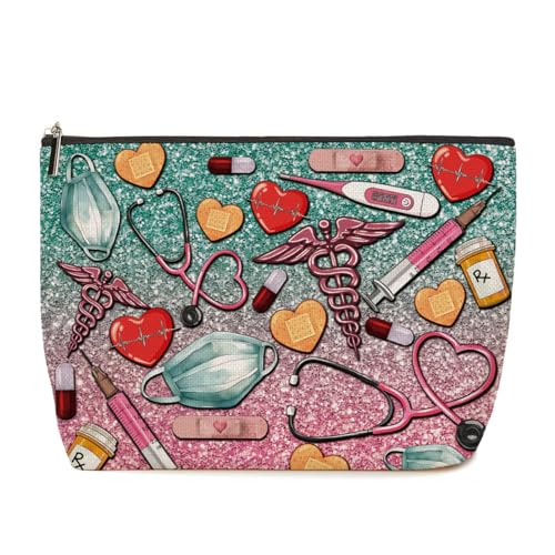 Lovdazzles Krankenschwester-Geschenke, Krankenschwester-Zubehör für die Arbeit, Pflegeutensilien, RN PICU PEDS NICU Krankenschwester Make-up-Tasche für Frauen, Mehrfarbig 1119 von Lovdazzles