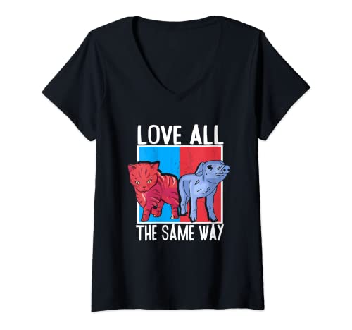 Damen Love All The Same Way | Tierrechte | Vegan Vegetarisch T-Shirt mit V-Ausschnitt Damen Love All The Same Way | Tierrechte | Vegan Vegetarisch T-Shirt mit V-Ausschnitt von Love All Same Way Animal Rights Vegetarian Gift