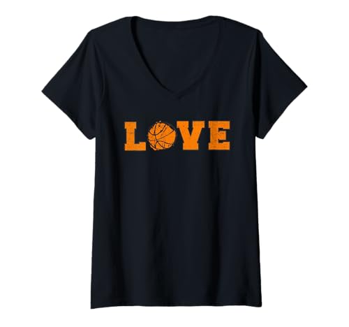 Damen Love Basketball Ball Sport Vintage-Basketballtrainer T-Shirt mit V-Ausschnitt Damen Love Basketball Ball Sport Vintage-Basketballtrainer T-Shirt mit V-Ausschnitt von Love Basketball Ball Sport Basketball Coach Gifts