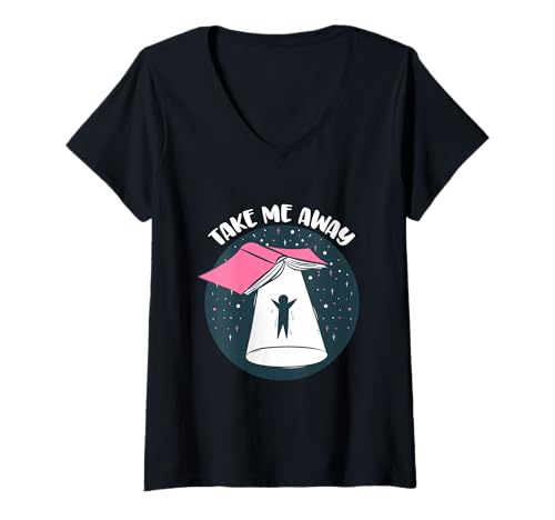 Damen Lustiges Buch UFO Take Me Away - Reader Bookaholic Love Books T-Shirt mit V-Ausschnitt Damen Lustiges Buch UFO Take Me Away - Reader Bookaholic Love Books T-Shirt mit V-Ausschnitt von Love Books Bookaholic Designs