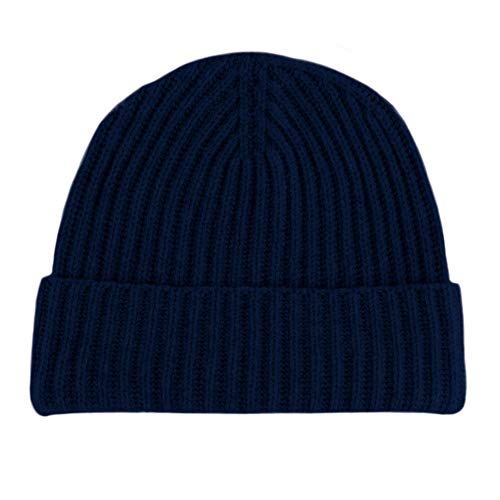 Love Cashmere Gerippte Damen-Mütze aus 100 % Kaschmir, marineblau, Einheitsgröße von Love Cashmere