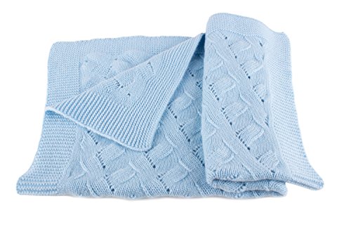 Love Cashmere Jungen Luxus 100% Kaschmir Babydecke - 'Babyblau' - Handgefertigt in Schottland - UVP €280 von Love Cashmere