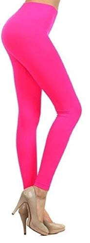 Damen Stretchy Bright Leggings Damen Plain Gym Fun Run Neonfarben Hose (Neon Rosa, M/L) von Love Celeb Look