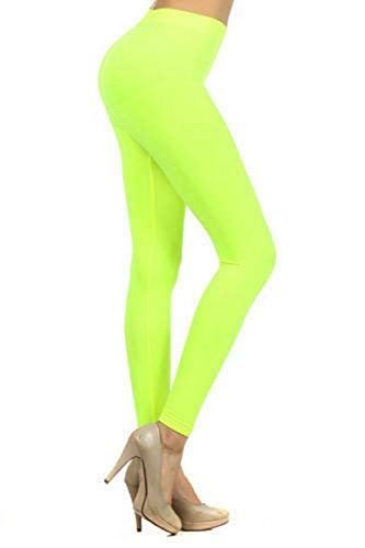 Love Celeb Look Damen Stretchy Bright Leggings Damen Plain Gym Fun Run Neonfarben Hose (Neon Gelb, M/L) von Love Celeb Look