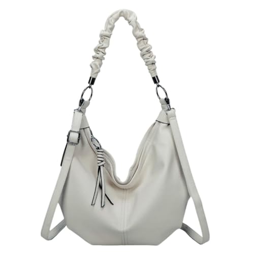 EMVY Saddle Slouch Collection Large Crossbody Bag - 41 × 30 × 11 cm - Verstellbarer Crossbody & Abnehmbarer Scrunched Schultergurt - Quaste Zip Pull, aschgrau, Large von Love EMVY