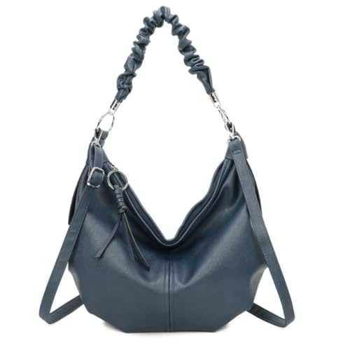 EMVY Saddle Slouch Collection Large Crossbody Bag - 41 × 30 × 11 cm - Verstellbarer Crossbody & Abnehmbarer Scrunched Schultergurt - Quaste Zip Pull, navy, Large von Love EMVY