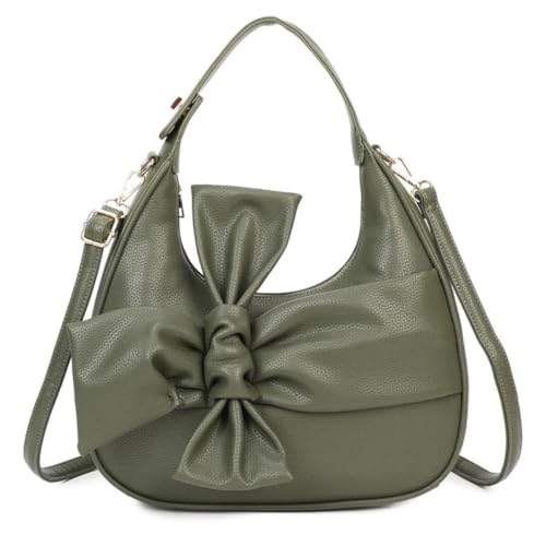 Love EMVY Bow Moon Crescent Kunstleder Damen Crossbody Top-Handle Bag - Geräumige Handtasche mit zwei Trageoptionen - 33 × 22 × 9 cm, olivgrün, 33 x 22 x 9 cm von Love EMVY