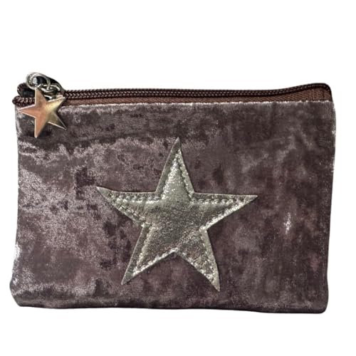 Velvet Star Coin Purse - Soft Touch Mini Wallet with Sparkly Star & Star Zip Pull - Compact 15 × 11 × 1 cm, violett, 15 x 11cm, Stern von Love EMVY