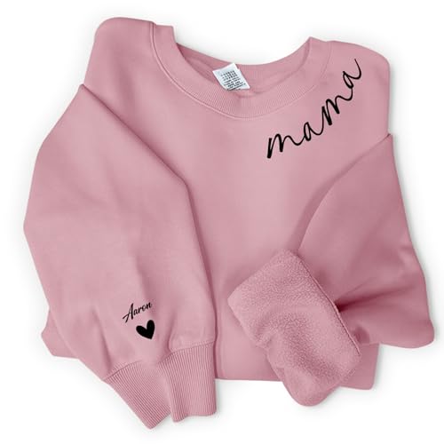 Love Faith Mama Eltern Sweater pink - Personalisierter Sweater mit individuellen Namen - Größe L - bedruckter Pullover Muttertag oder Geburtstag von Love Faith