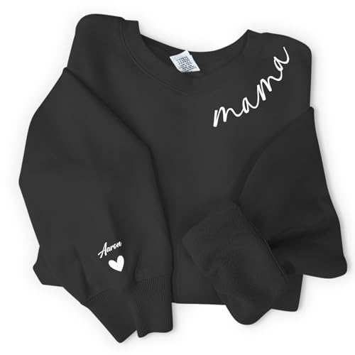 Love Faith Mama Eltern Sweater schwarz - Personalisierter Sweater mit individuellen Namen - Größe S - bedruckter Pullover Muttertag oder Geburtstag von Love Faith