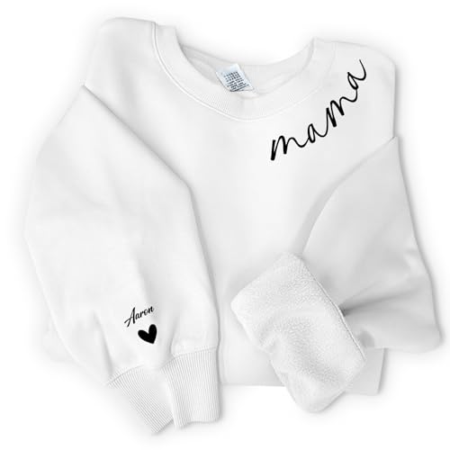 Love Faith Mama Eltern Sweater weiß - Personalisierter Sweater mit individuellen Namen - Größe L - bedruckter Pullover Muttertag oder Geburtstag von Love Faith