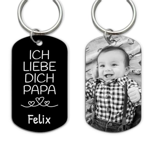 Love Faith Mein Papa Schlüsselanhänger - Personalisiertes Fotogeschenk (Schwarz/Weiß) - Geschenk für Väter von Love Faith