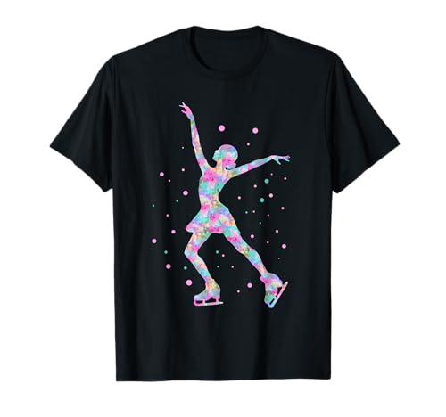 Love Figure Skating - Eiskunstläuferin T-Shirt, Damen, Frauen, Mädchen, Schwarz, Kurzarm, T-Shirt, Cartoon, Eiskunstlauf, S von Love Figure Skating - Figure Skater